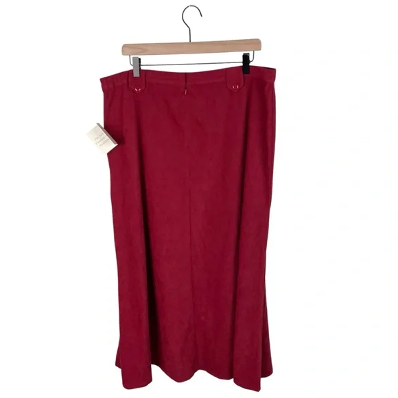 NEW CJ Banks Moleskin Maxi Skirt Women's Plus Size 16W Burgundy Red Faux Suede - Picture 2 of 10